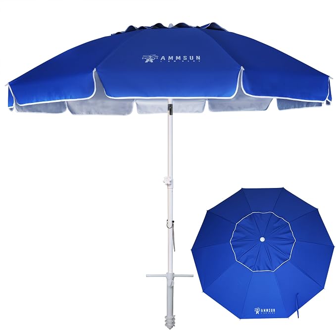 AMMSUN 8ft Beach Umbrella UV 50+