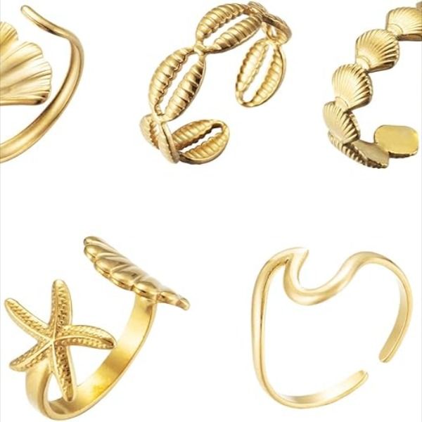 Gold Shell Ring Set