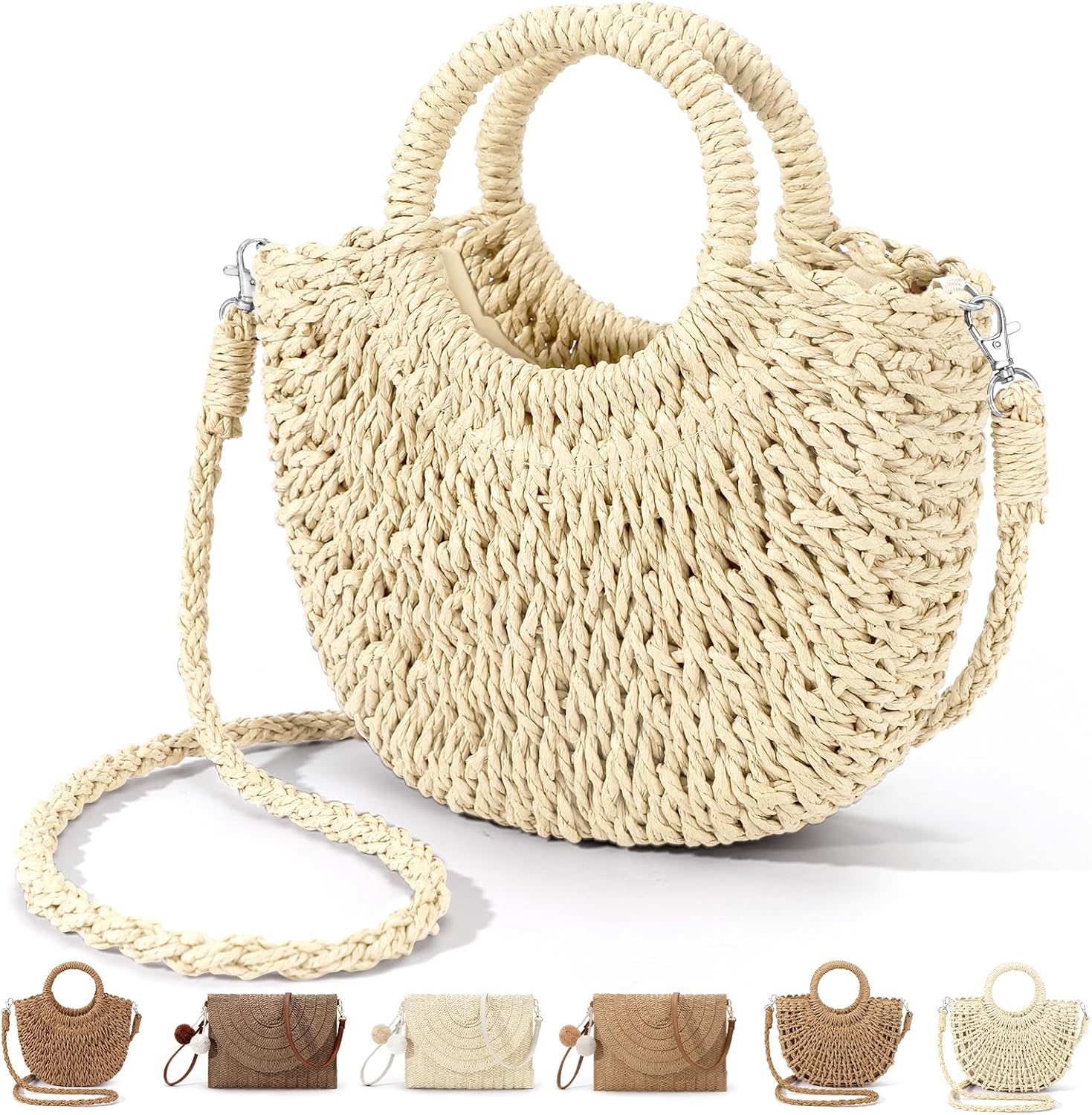 Straw Clutch Dumpling Pouch