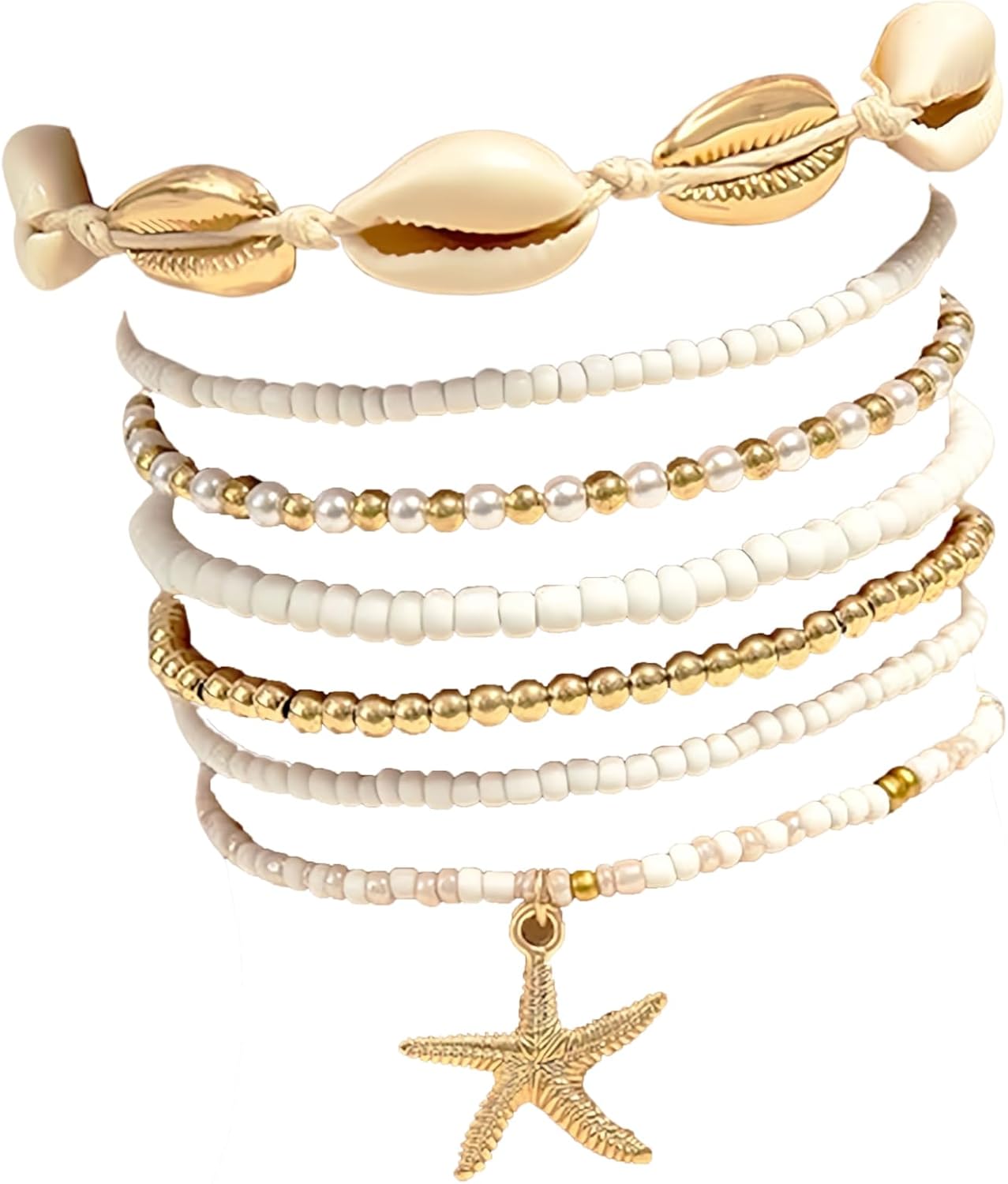 Boho Gold Beaded Bracelet Stack