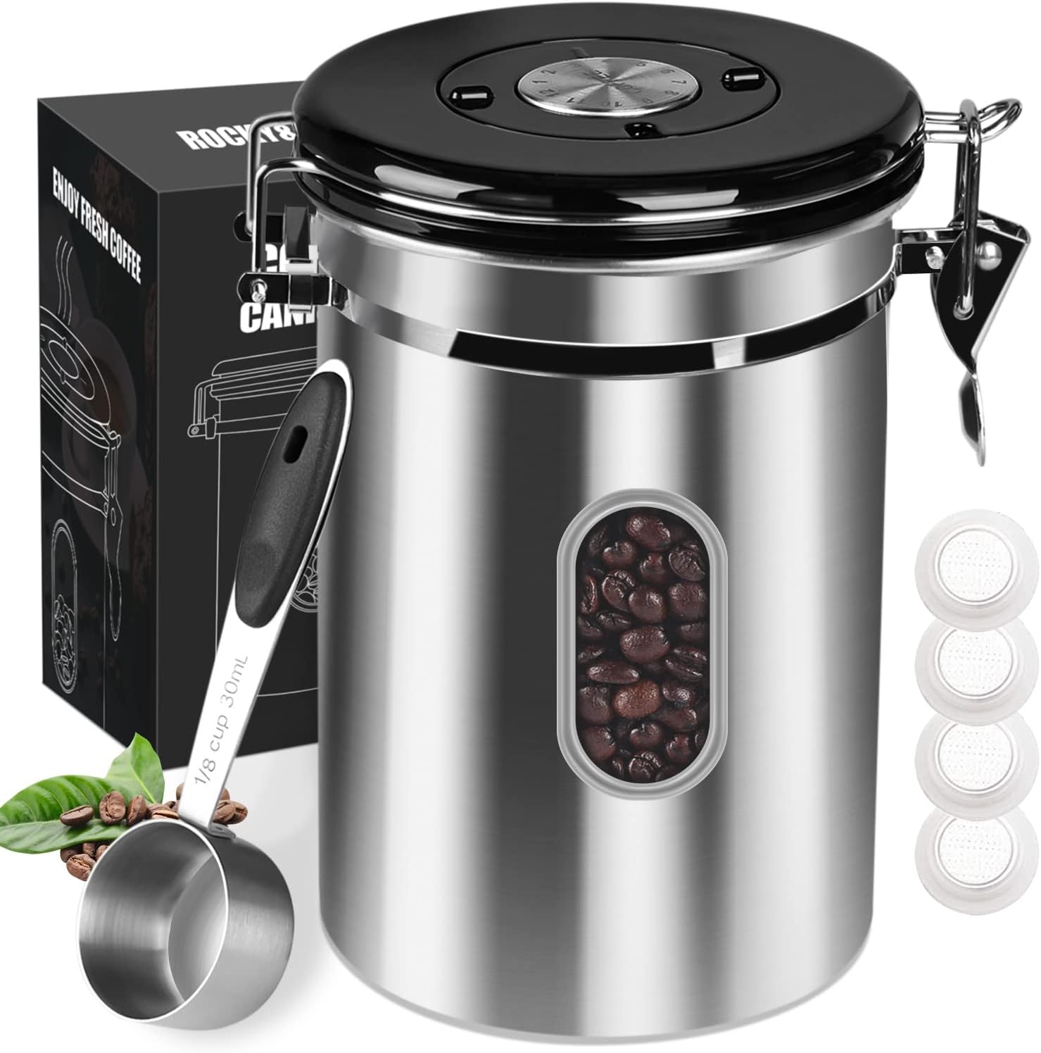 Coffee Bean Storage Canister with CO2 Valve