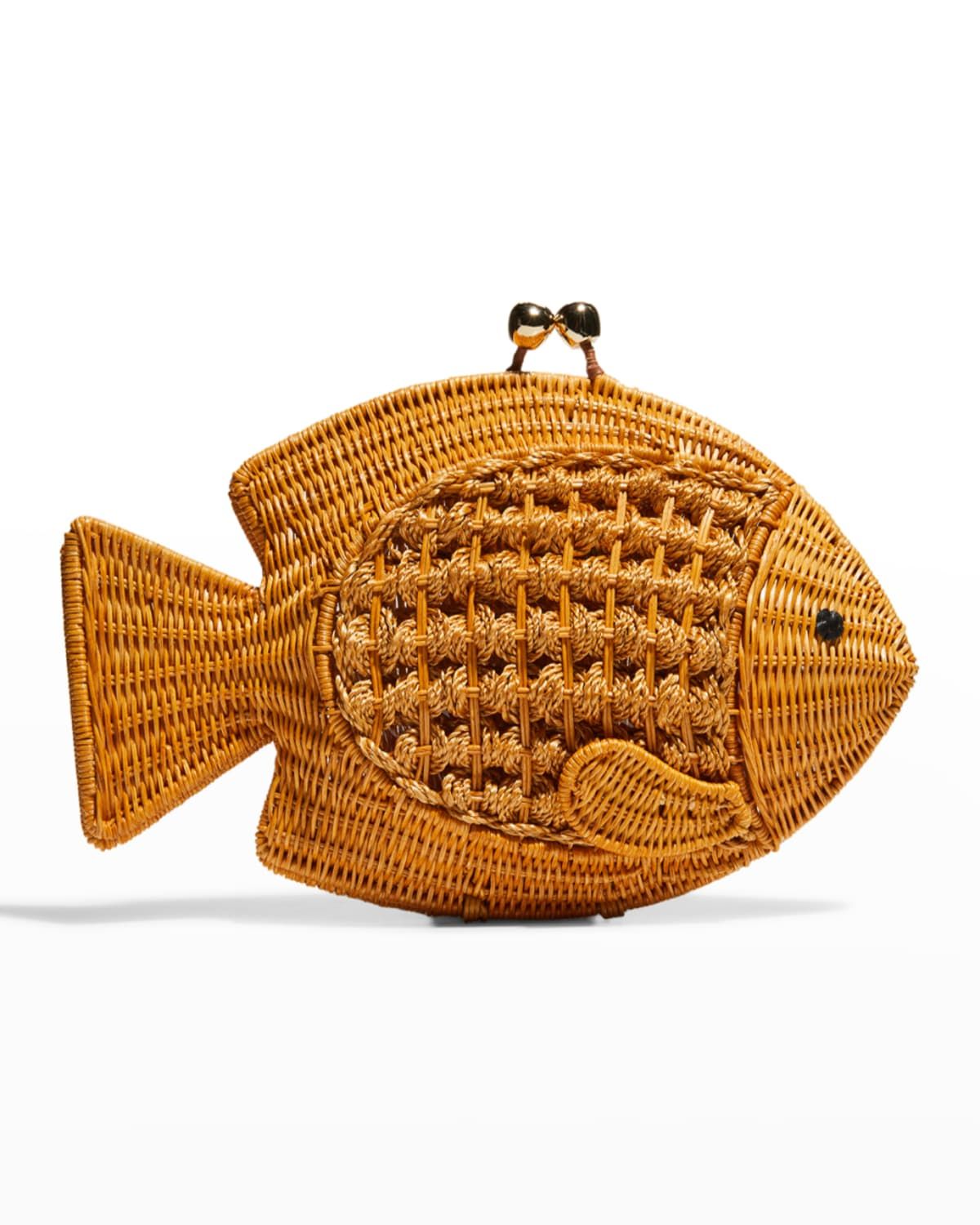 Fish-Shaped Rattan Crossbody