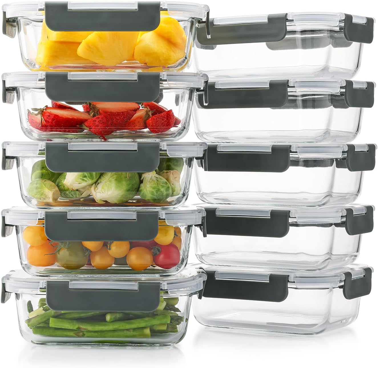 Glass Meal Prep Containers (10-Pack)